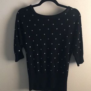 White House Black Market black & silver blouse